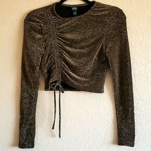 Wild Fable Women Black/Gold Sparkle Crop Top Size S